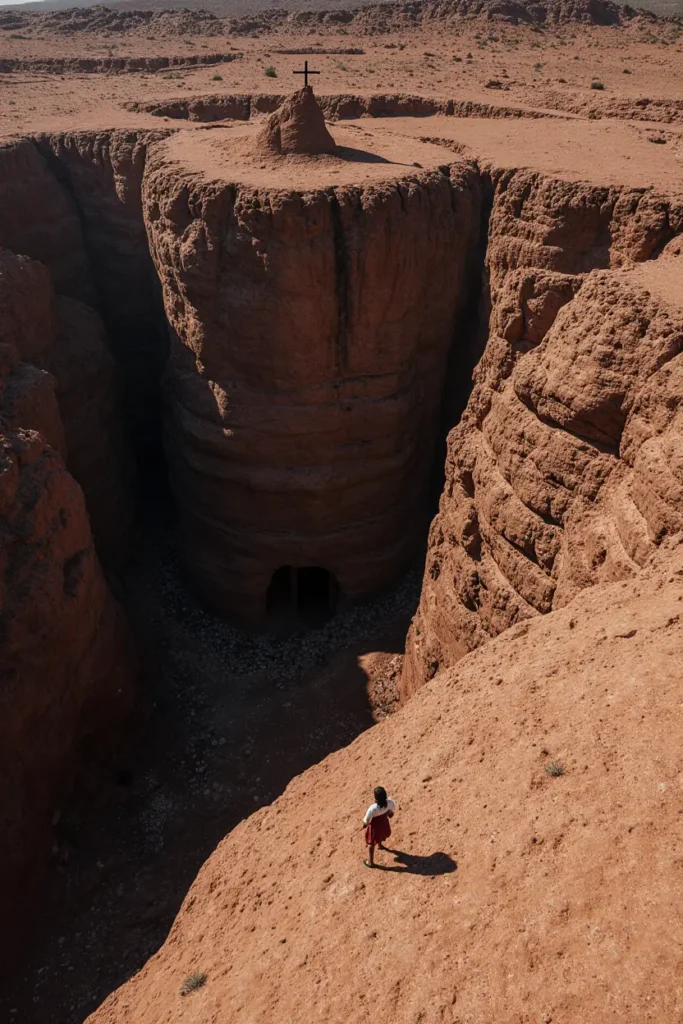 high angle shot in lalibela ethiopia a lone traveler stands on a vast flat expanse of sun baked vol xekj20mt32gbfo4nu53n 1